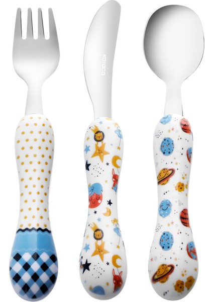 Galaksi 3 Parça Çocuk Çatal Kaşık Bıçak Seti