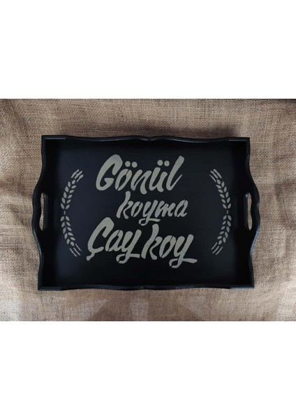 Ahşap Bohem Kahverengi Çay Kahve Sunumluk Tepsi modelleri