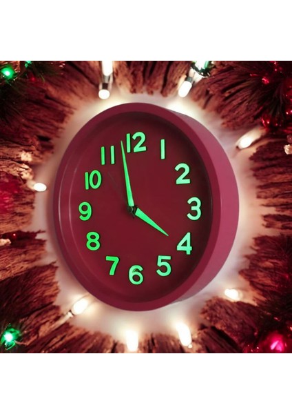 Fosforlu Kabartma Rakam Küçük Çocuk Odası Fuşya Duvar Saati Çap 22 cm indirimleri