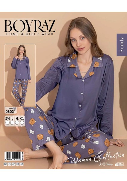 Boyraz 08031 Kadın Patlı Uzun Kol Pijama Takımı
