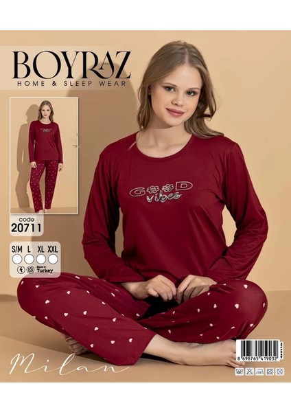 Boyraz 20711 Kadın Milan Uzun Kol Pijama Takımı