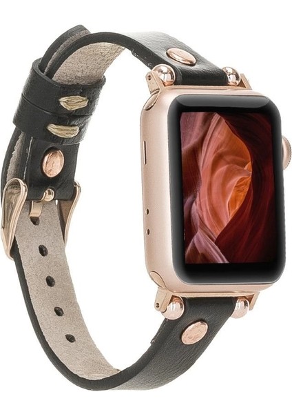 Apple Watch Uyumlu Deri Kordon 38-40-41MM Rt Rst1 Siyah
