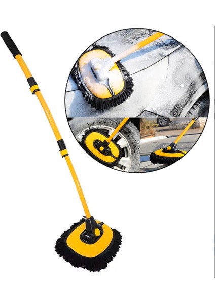 Teleskopik Katlanır Araba Yıkama Fırçası Temizlik Fırçası Mikrofiber Çizilmeyen Kumaş