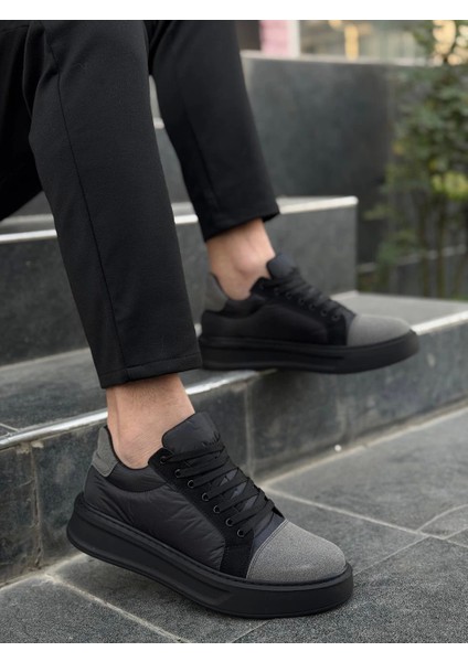 KB-X46 Kuback Siyah Gri Yüksek Siyah Taban Günlük Spor Ayakkabı