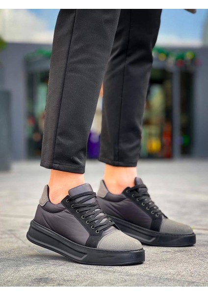 KB-X46 Kuback Siyah Gri Yüksek Siyah Taban Günlük Spor Ayakkabı indirimleri