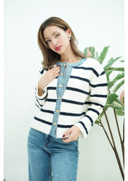 Çizgili Kotlu Triko Hırka modelleri