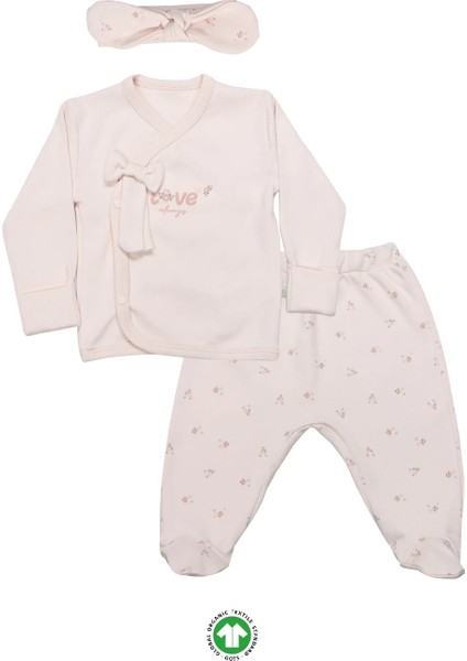 Bistyle 3lü Zıbın Takım Grow In Love 13102 Pembe Ekru