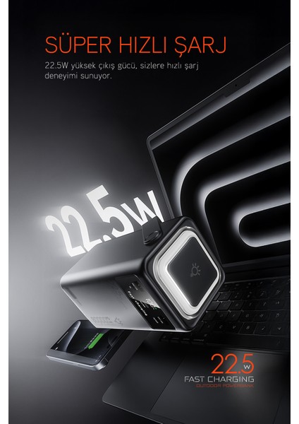 PD80 Kamp Powerbank | Gerçek 80.000 Mah | Pd 22.5W Hızlı Şarj | LED Fenerli ve Dahili Kablolu fiyatları