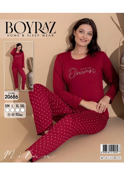 Boyraz 20686 Kadın Milan Uzun Kol Pijama Takımı