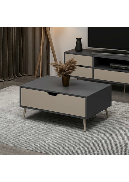 Elina Ayaklı Orta Sehpa - Antrasit/kumtaşı