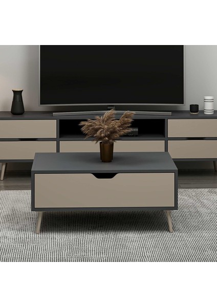 Elina Ayaklı Orta Sehpa - Antrasit/kumtaşı fırsatları