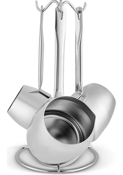 Vapor Indüksiyon Tabanlı 15 Parça Çaydanlık ve Cezveli Çelik Tencere Seti