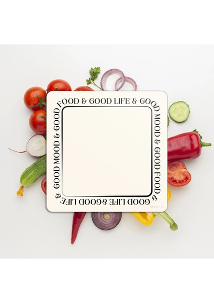 Cam Kesme Tahtası ve Sunumluk Kare Vintage Good Life 30X30 cm modelleri