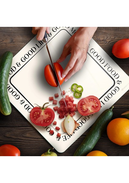 Cam Kesme Tahtası ve Sunumluk Kare Vintage Good Life 30X30 cm fırsatları