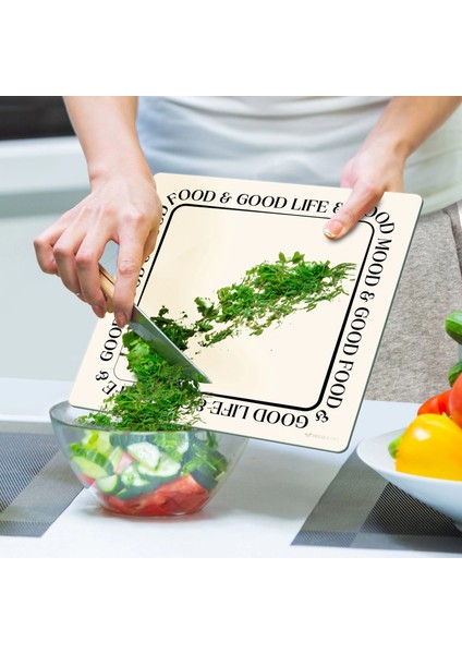 Cam Kesme Tahtası ve Sunumluk Kare Vintage Good Life 30X30 cm indirimleri
