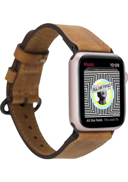 Apple Watch Uyumlu Deri Kordon 38-40-41MM Roma G19 Taba