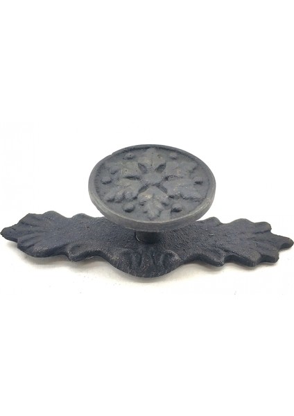 Antika Tarz Dekoratif Pirinç Çiçek Düğme - 27X70 Mm, Oksit