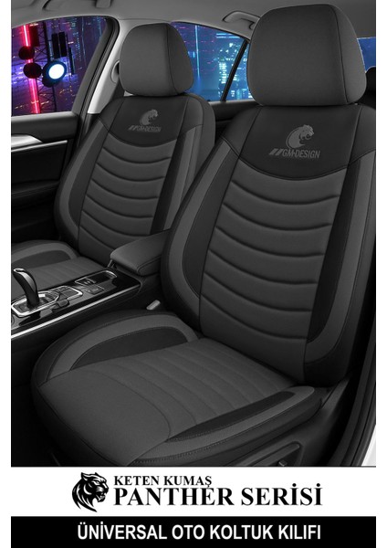 Panther Serisi Keten Kumaş Üniversal Oto Koltuk Kılıfı - 5 Koltuk Tam Set