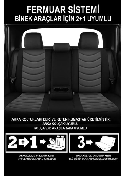 Panther Serisi Keten Kumaş Üniversal Oto Koltuk Kılıfı - 5 Koltuk Tam Set indirimleri
