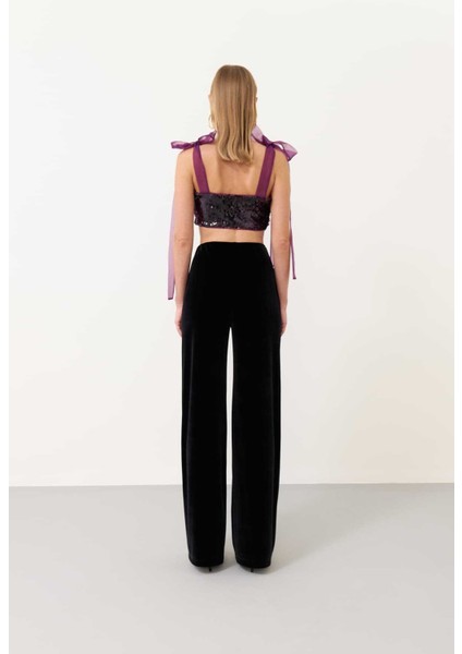 Payetli Omuz Bağlamalı Büstiyer Mürdüm K2314007_007