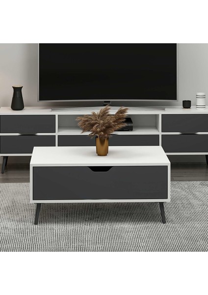 Elina Ayaklı Orta Sehpa - Beyaz/antrasit fırsatları