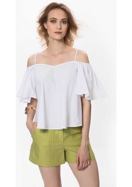 Çizgi Desenli Mini Kadın Şort Yeşil Y1712081_012 fiyatları