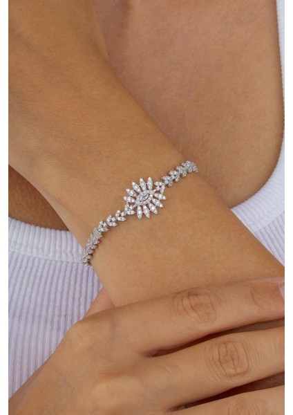 Pırlanta Montür Göz Model Gümüş Bileklik