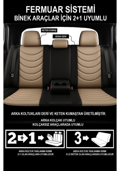 Panther Serisi Keten Kumaş Üniversal Oto Koltuk Kılıfı - 5 Koltuk Tam Set indirimleri
