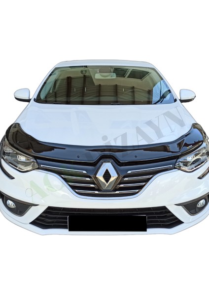 Renault Megane 4 Sd 2016+ Araca Özel Kaput Rüzgarlığı A+ Pianoblack (4mm)