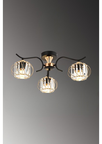 Aren 3’lü Plafonyer Avize – Kristal Taşlı Modern Dekoratif Aydınlatma fiyatları