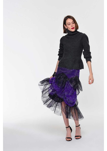 Tül Detaylı Midi Etek Standart Renk K1915106_089 fiyatları