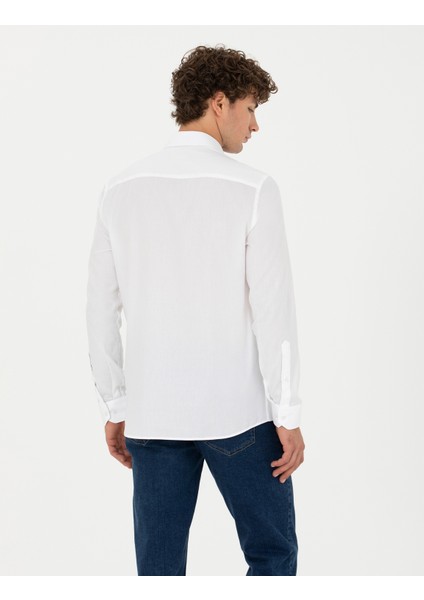 Erkek Beyaz Slim Fit Uzun Kollu Basic Gömlek 50277645-VR013 indirimleri