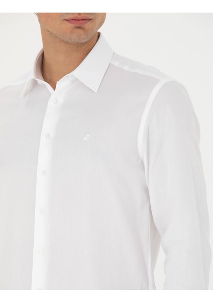 Erkek Beyaz Slim Fit Uzun Kollu Basic Gömlek 50277645-VR013