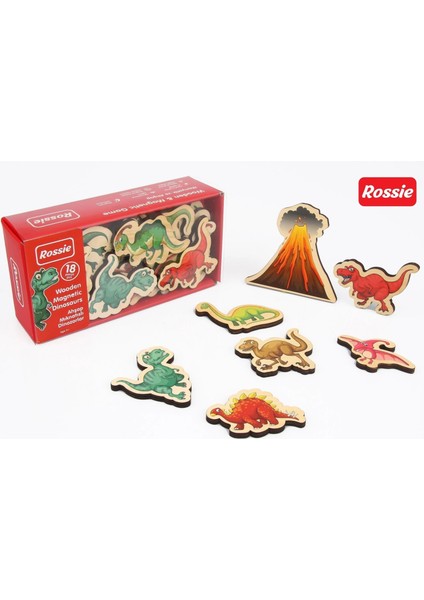 Rossie Mıknatıslı Ahşap Dinozorlar
