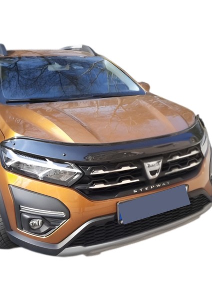 Dacia Sandero 2021+ Araca Özel Kaput Rüzgarlığı A+ Pianoblack 4mm