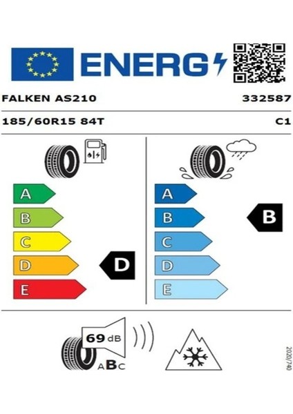 185/60 R15 Tl 84T Euroall Season AS210 Dört Mevsim Lastiği (Üretim TARIHI:2025) fiyatları