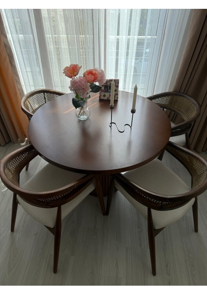 Yuvarlak Ahşap Masa Takımı Bohem 4 Kişilik Mutfak Masa Sandalye Takımı Iskandinav fiyatları