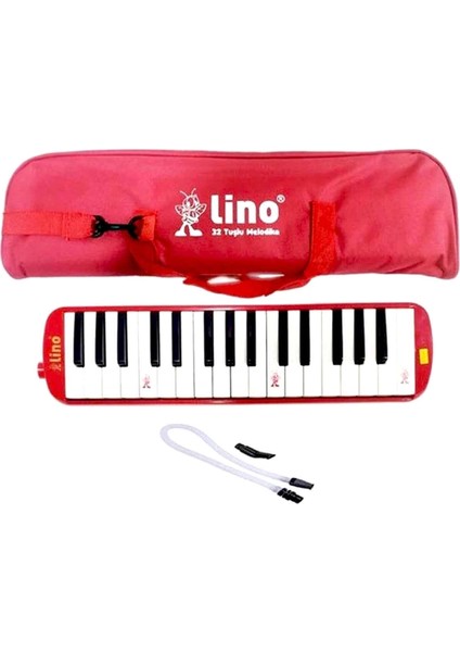 Lino 32 Tuşlu Bez Çantalı Melodika Kırmızı