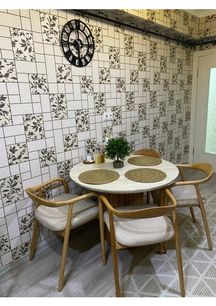 Yuvarlak Ahşap Masa Takımı Bohem 4 Kişilik Mutfak Masa Sandalye Takımı Iskandinav fırsatları