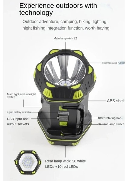 F-262 Yeni Güçlü Çift Taraflı Taşınabilir Spot ve Işıldak USB Powerbank Şarjlı Fener fiyatları