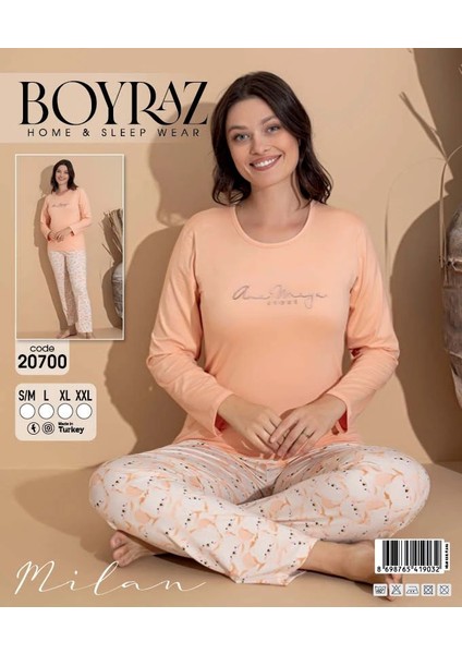Boyraz 20700 Kadın Milan Uzun Kol Pijama Takımı