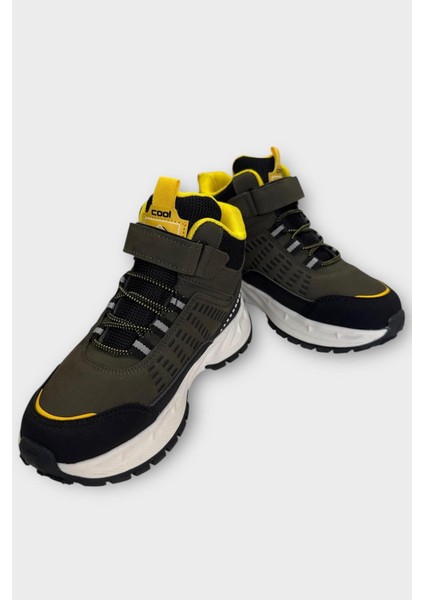 Çocuk Boğazlı Basketbol Tarzı Spor Ayakkabı Haki modelleri