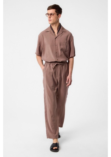 Kahve Apaş Yaka Modal Kumaş Erkek Gömlek modelleri