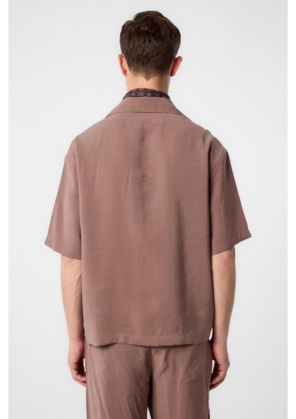 Kahve Apaş Yaka Modal Kumaş Erkek Gömlek indirimleri