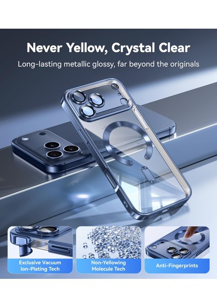 iPhone 17 Pro Max Kılıf Magsafe Şarj Destekli Renkli Parlak Kenarlı Arkası Şeffaf Silikon + Ekran Koruyucu Cam Set 2in1