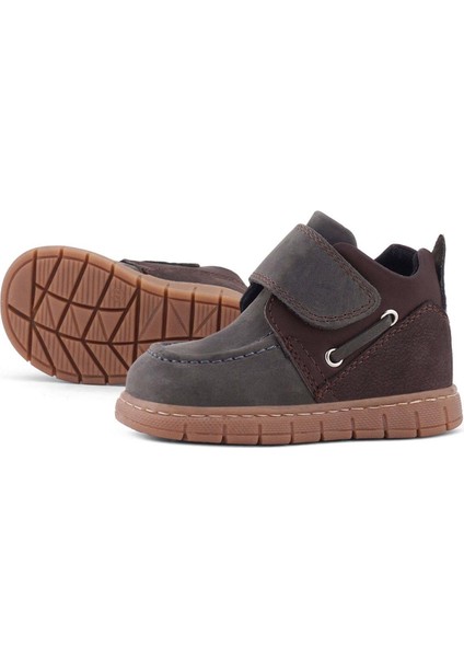 Hakiki Deri Gri Kahverengi Cırt Cırtlı Bebek Bot