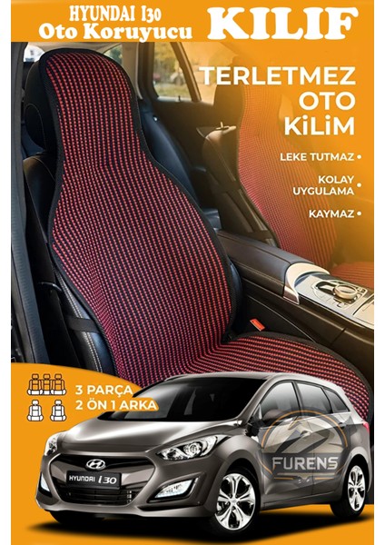 Hyundai I30 Uyumlu Kırmızı Prestij Serisi Dokuma Kumaş Oto Koltuk Kılıfı Ön Tam Arka Alt