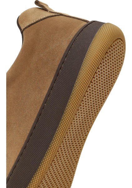 Erkek Vizon Bağcıklı Kalın Tabanlı Nubuk Deri Sneaker 25WFD6612V3