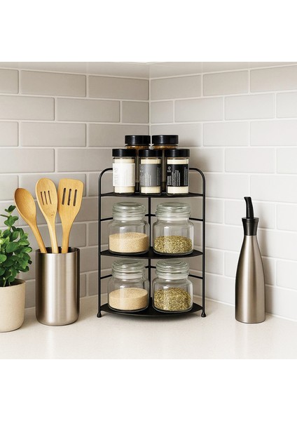 Banyo Mutfak Düzenleyici Organizer Köşe Rafı - Ayarlanabilir 3 Raflı Baharatlık modelleri