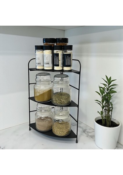 Banyo Mutfak Düzenleyici Organizer Köşe Rafı - Ayarlanabilir 3 Raflı Baharatlık indirimleri